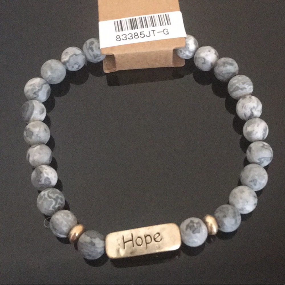 Grey “Hope” etched beaded bracelet - Picture 2 of 2